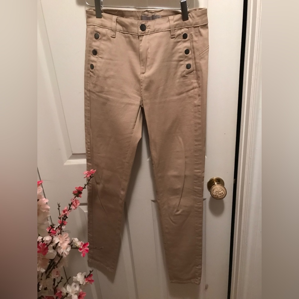 Rensa Women’s Tan Chinos with Button Accents